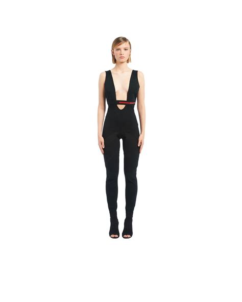 prada technical nylon jumpsuit|prada long sleeve jumpsuit.